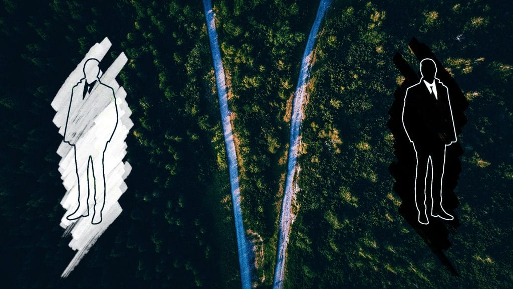 2 illistrations side by side or depicting a financial advisor career path and the other depciting an insurance agent career path